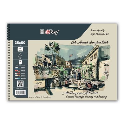 ÇOK AMAÇLI SPİRALL RESİM DEFTERİ 35X50cm 200g 15'Lİ
