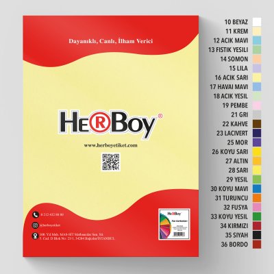 HERBOY FON KARTONU 70x100 160g AÇIK SARI NO:16 100 AD.