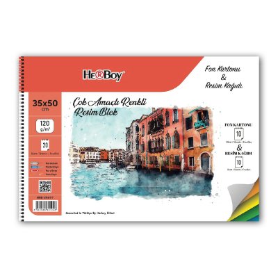 ÇOK AMAÇLI RESİM DEFTERİ RENKLİ-SPİRALLİ 120g 35X50cm 10+10