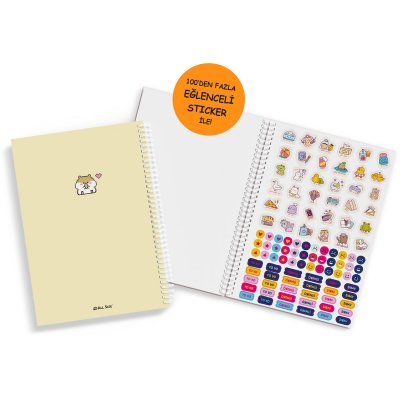 SPİRALLİ SERT KAPAK STICKERLİ DEFTER ÇİZGİLİ 70gr 17X24 70 YP
