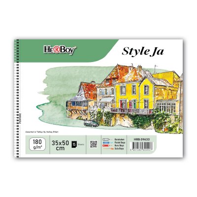 STYLE JA SPİRALLİ RESİM DEFTERİ 180g 35X50 15'Lİ